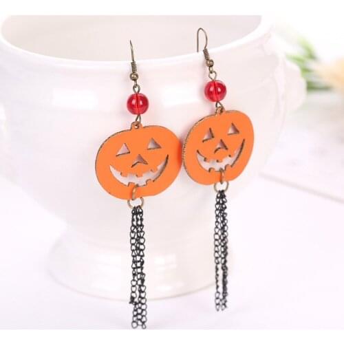 Halloween Pumpkin Head Dangle Earrings Drop Earring for Girl Party Gothic Jewelry Women Long Earrings for Lady