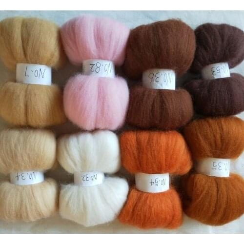 WFPFBEC felt wool roving merino wool felt kit needle for feling wool fibre for felting 80g 10g/color DIY craft