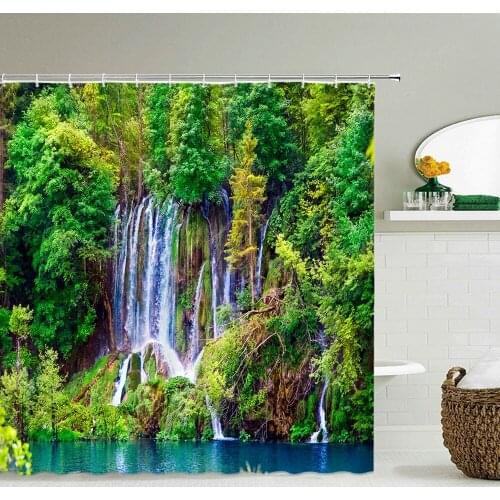 Tropical Forest Trees landscape Bath Curtain Waterproof Fabric Shower Curtains Scenery Bathtub Screen for Bathroom Home Decor