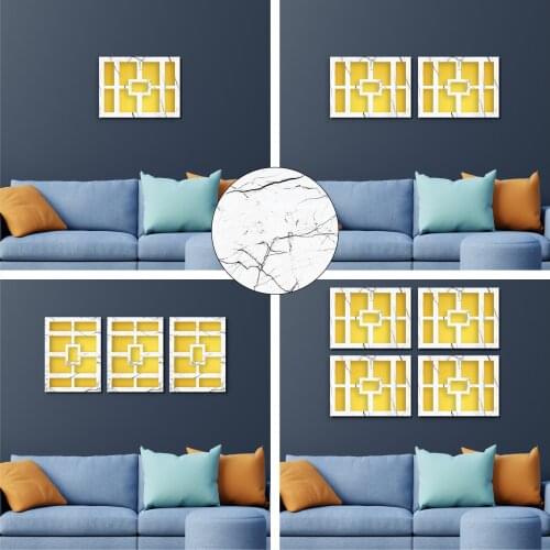 Mirrored Decorative Wall Decor Painting Marble Pattern White Black Gold Silver Office Living Room Restaurant Lobby Christmas