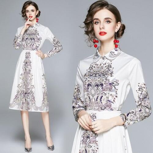 White Women Office Shirt+a Line Skirts Suits Vintage Floral Print Tops Midi Skirt Sets Elegant Woman Two Piece Set Dress Outfits