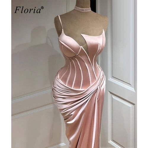 Middle East Pink Prom Dresses Mermaid Plus Size Arabic Evening Dresses Elegant Women Wedding Party Dresses Robe Longue Custom