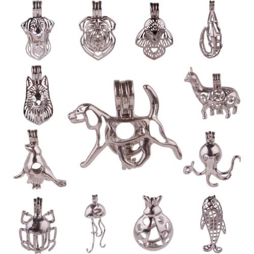 10Pcs Animal Dog Insect Octopus Locket Pearl Bead Cages Making Essential Oil Diffuser Handcraftt Necklaces Jewelry Accessories