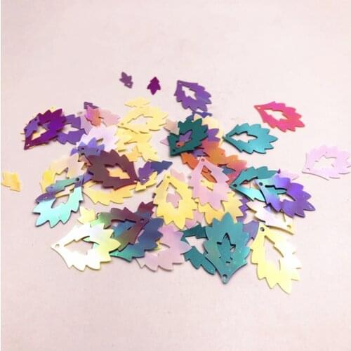100pcs 19mm Mix Colors Leaf Shape Paillettes PVC Sequins Decoration Sewing DIY Wedding Craft Clothing Lentejuelas Accessories