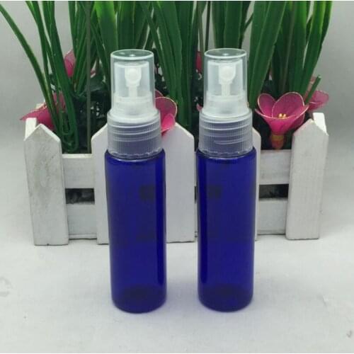 30ML Flat Shoulder Blue Plastic Spray Pump Bottle, Empty Cosmetic Perfume Container With Mist Atomizer LX1347
