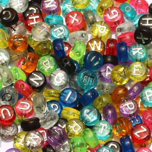 4*7mm Colorful Starry Mixed Acrylic Letter Beads Round Flat Alphabet Loose Spacer Beads For Diy Jewelry Making Handmade Bracelet