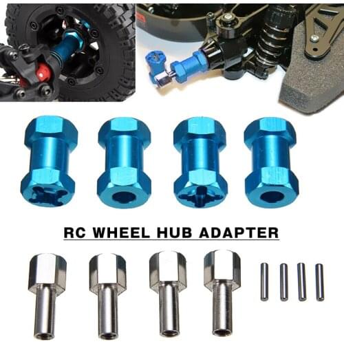 4pcs Aluminum Alloy 12mm Wheel Hex Hubs Adapter Extension Conversion Nuts for Wraith SCX10 1/10 RC Car Accessories