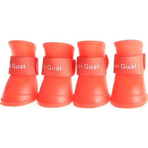 4Pcs/Set Pet Rain Shoes for Dog Booties Anti-Slip Waterproof Cute Shoes S/M/L/XL/XLL Plastic Pet Dog Cat Rain Shoes in Rainy Day