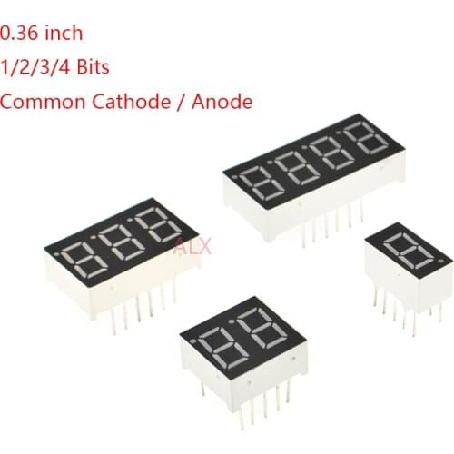5PCS 0.36inch 7 Segment 1/2/3/4 bit Red Digital Tube Common Cathode/ Anode LED Digit Display 0.36 inch 1bit/2bit/3bit/4bit