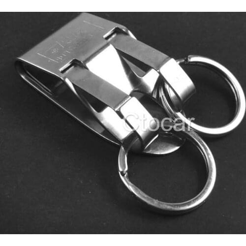 5 pcs Quick release Keychain Belt Clip with two key ring snap holder Stainless steel