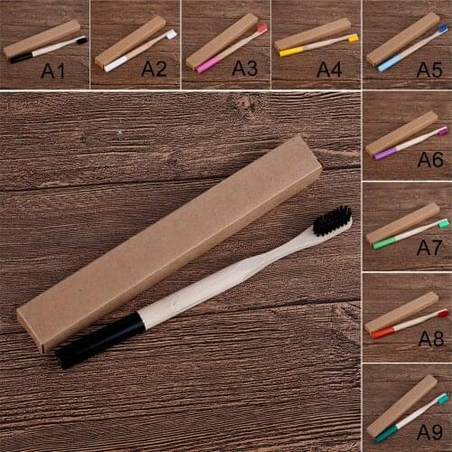 5 PCS Colorful Natural Bamboo Toothbrush Medium Bristle Charcoal Teeth Whitening Round BPA Free Toothbrush clareador oral care