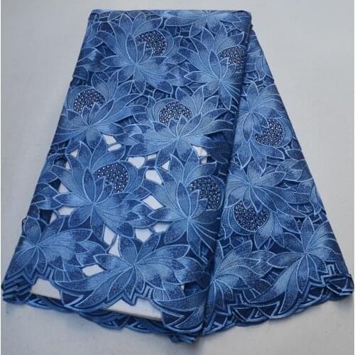 5yards/pc) high quality rhinestones fixed Swiss voile lace fabric 2019 African lace with fantastic embroidery for dress CLP317