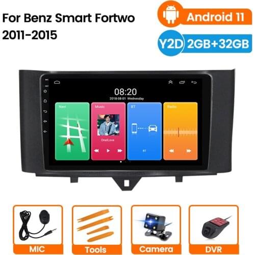 For Benz Smart Fortwo Android 10.1 Car Radio 2011-2015 Navigation GPS Multimedia No DVD Player Support Rear Camera Accessories