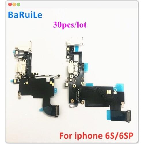 BaRuiLe 30pcs Charging Port Dock USB Connector Flex Cable For iPhone 6 6S Plus 6Plus 6G USB Charger with Microphone Flex