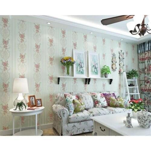 Beibehang Personality Warm Pastoral Style Floral Nonwoven Wall paper Bedroom Wedding Room Background papel de parede Wallpaper