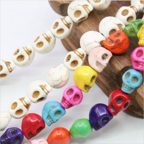 6X8/8X10/10X12mm White Multicolor Skull Turkey Turquoises Loose Beads For DIY Necklace Bracelet Jewelry Making Design Women Girl