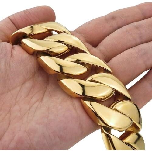 Stainless Steel Bracelets Newest high quality bracelets Men Large Heavy Stainless Steel Bracelet Link Wrist Gold Biker Polished