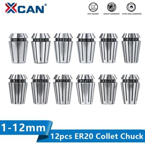 XCAN Spring Collet 12pcs ER20 Collet Chuck 1-12mm CNC Router Spring Chuck for Engraving Machine Milling Cutter Tool Holder