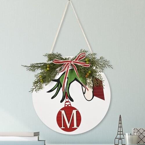 Cross Border New Christmas Decorations Wooden Door Hanging Doorplate Greench Home Decoration Welcoming Board Pendant