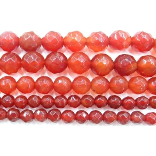 Natural Stone Faceted Red agates stone Loose Beads Round Stone Beads 4 6 8 10mm For Jewelry Making DIY Bracelet Necklace