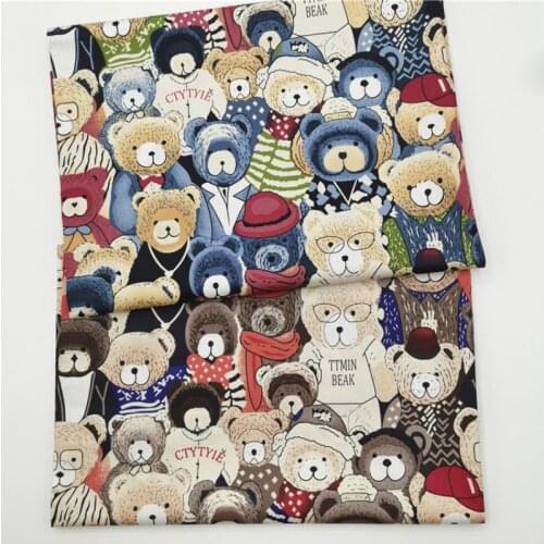 Hot Selling Bear Printed Cotton Fabric By The Meter Wholesale Sew Fabrics For Bedding Clothes Needlework Patchwork DIY Material