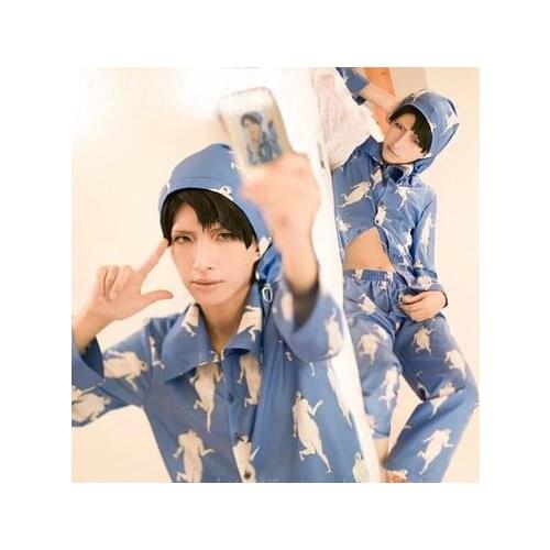 Levi/Rivuai/Rivaille cotton sleepwear Anime Attack On Titan Shingeki No Kyojin Rivaille Cosplay Pajamas Costumes Suit +hat