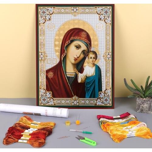 Region Orthodox Icon Printed Water-Soluble Canvas 11CT Cross Stitch Kit DIY Embroidery DMC Threads Sewing Craft