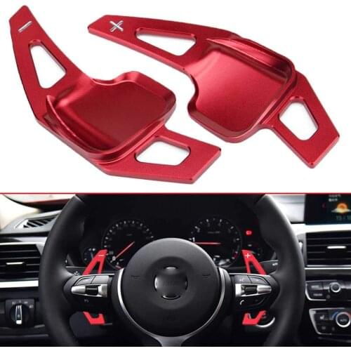 2pcs Aluminium Alloy Red Car Steering Wheel Shift Paddle Shifter Extension for BMW 3 Series 5 Series F10 / F30/F80