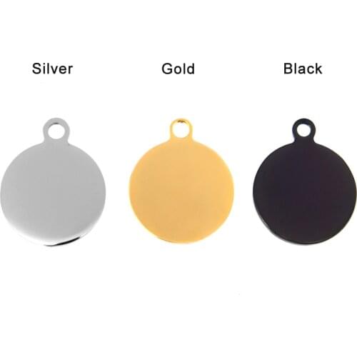Risul Round disc mirror polish Stainless steel blank Charm pendant 15/20/25/30/35mm Outer loop pendants 10pcs
