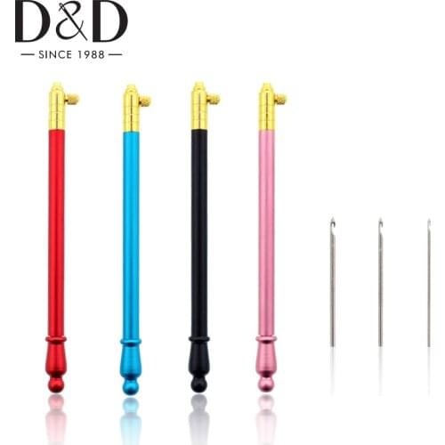 Metal Tambour Crochet Hook with 3 Needles French Crochet Embroidery Beading Needles Hoop DIY Craft Sewing Tool Set