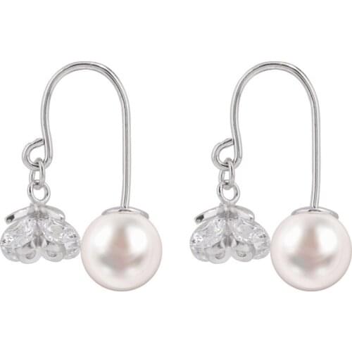 L&P New 100% Authentic 925 Sterling Silver Simulated Pearls Jewelry Special Style Female Drop Earrings