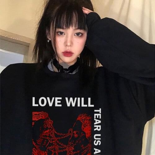 Lil Peep Rapper winter new punk women fashion cartoon casual big size loose plus velvet Letter print hip hop Vintage sweatshirt