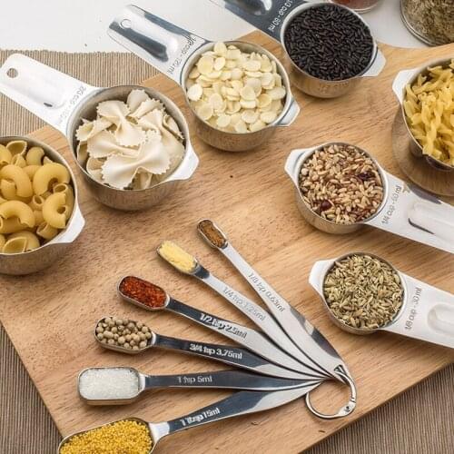 Stainless Steel Measuring Cup Measuring Spoons Metal Spoon Set Teaspoons Tools Pastry Utensils Kitchen Helper Baking Accessories