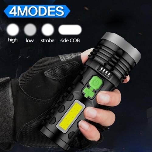 50000LM Solar LED Flashlight USB Charging Multifunctional Flashlight Waterproof Torch Built-in Battery Hand Light Camping Light