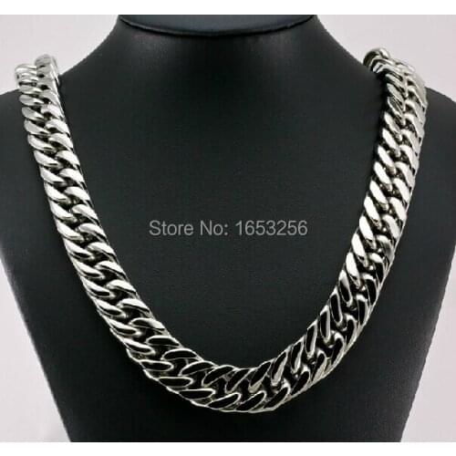 Punk Style 316L Stainless Steel Men Chain Massive Chunky Curb Link Necklace 15mm x 25'' Heavy Huge