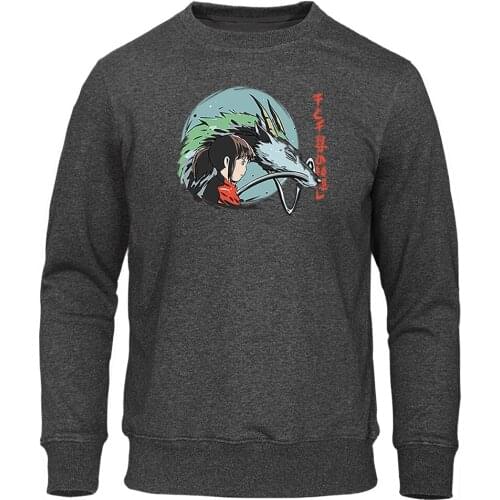 Spirited Away Sweatshirts Hoodies Men Miyazaki Hayao Crewneck Sweatshirt Hoodie Harajuku Streetwear Japan Anime Movie Tracksuit