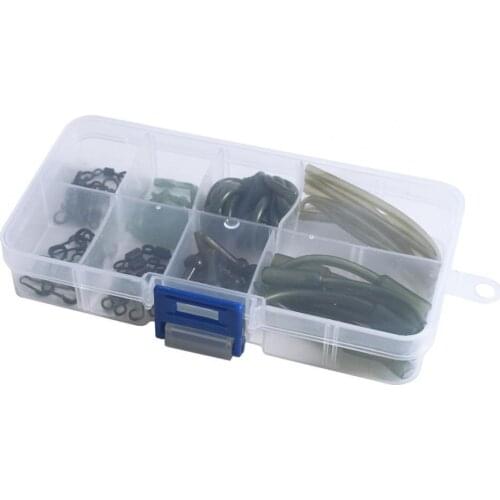 72Pcs/Set Fishing Hose Set Soft Reusable Carp Tail Hose Tools Mini Swivels Anti Sleeves Hook Stop Beads Tools Set Carp Supplies