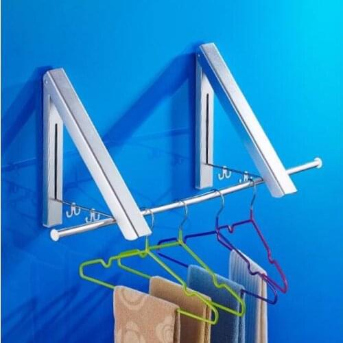 New Wall Mounted Space double Aluminum Clothes Drying Hanger Foldable Laundry Rack with promotion price