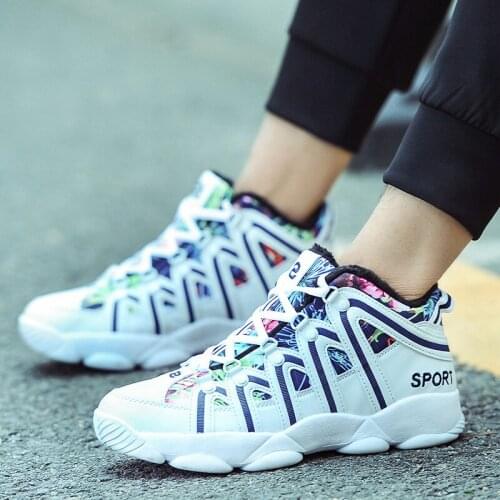 New Men and Women Shoes Autumn and Winter Big Size Couple High Help Plus Velvet Cotton Shoes Breathable Sports Casual Warm Shoes