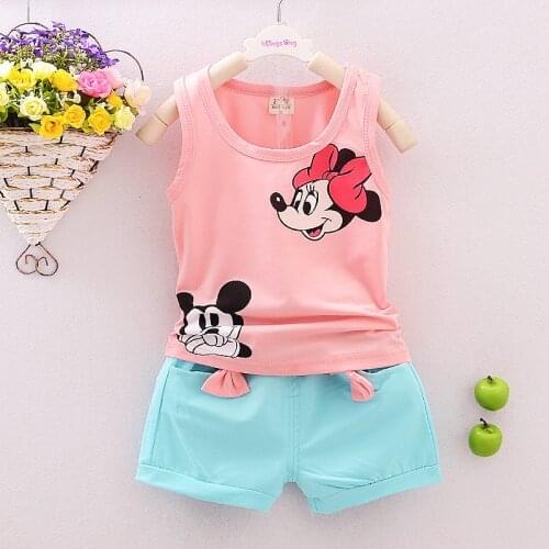 Toddler Clothes Suit Minnie Short Sleeve Vest + Shorts Suit Summer New Girl Costume Baby Rabbit 3M-9M Baby Clothing
