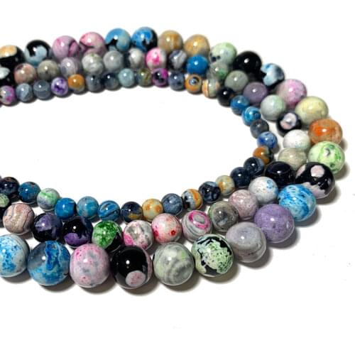 Wholesale Mix Color Fire Agates Natural Round Stone Beads For Jewelry Making Diy Bracelet Necklace Handmade 6/8/10MM 15