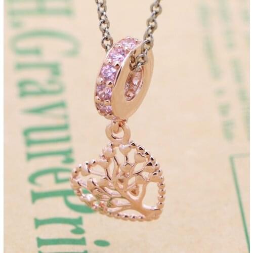 S925 Sterling Silver Pendant New Rose Gold Life Tree Pendant Fashion Versatile Branch Hanger Fit Original Charms