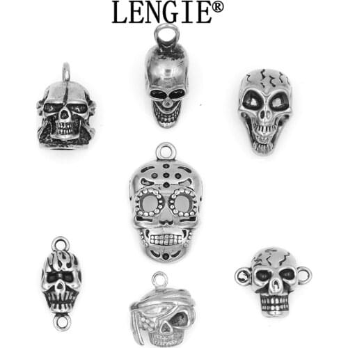 Stainless steel Skull Pendant Charms DIYJewelry Skeleton for Necklace Bracelets Accessories Making Wholesale