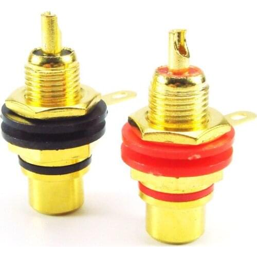 Gold Plated Speaker Terminal Binding Post RCA Phono Female Chassis Panel Sockets Connectors Black & Red