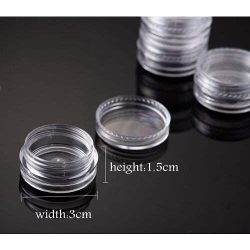 50Pcs 3ML Clear Plastic Jewelry Bead Storage Box Small Round Container Jars Make Up Organizer Boxes