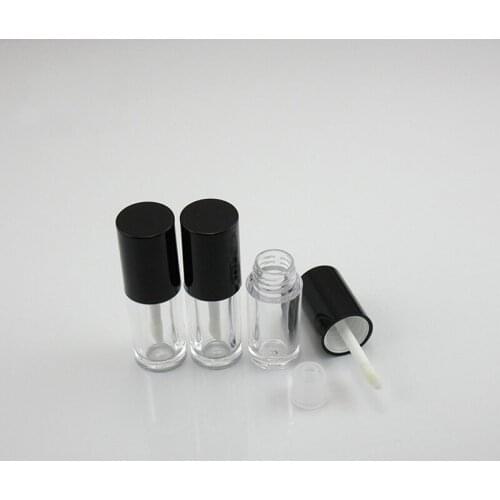 50pcs 2.5ml lip gloss tube Transparent bottle with bright black cap lipstick lip blam tube lip glaze tube Refillable Bottles