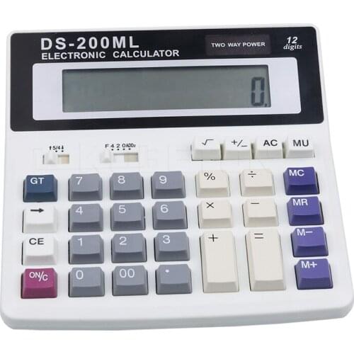 Hot Electronic Office Calculator DS-200ML 12 Digits Large Computer Keys Computer Muti-functional Battery Calculator