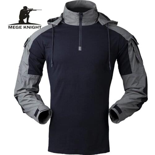 MEGE Tactical Combat Men Shirt Long Sleeve Military Clothing Soldiers Army Hooded Solid Shirt Outwear Ripstop Dropshipping