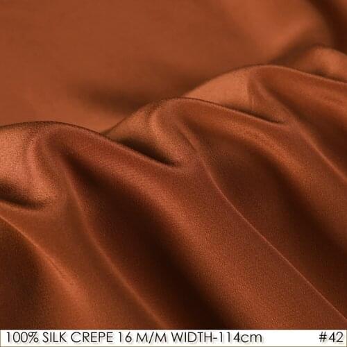 16momme 114cm width SILK CREPE DE CHINE 100% Mulberry Matt Silk for Blouse Women Pants No.42 Reddish Brown