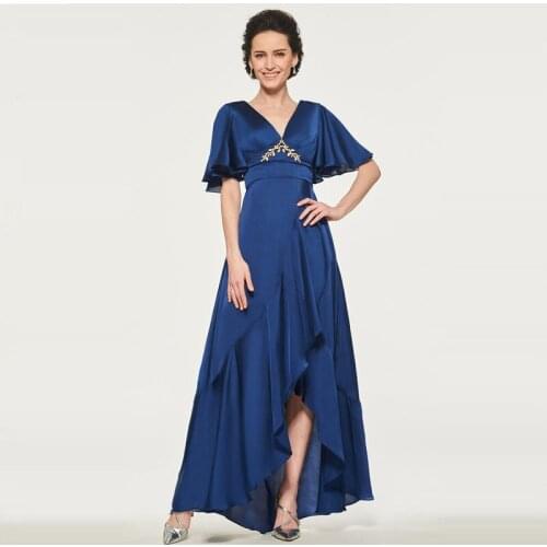 Vintage Mother of The Bride Dresses Chiffon V-neck Floor-Length Formal Evening Gown Wedding Guest Gowns Mother Dress for Wedding